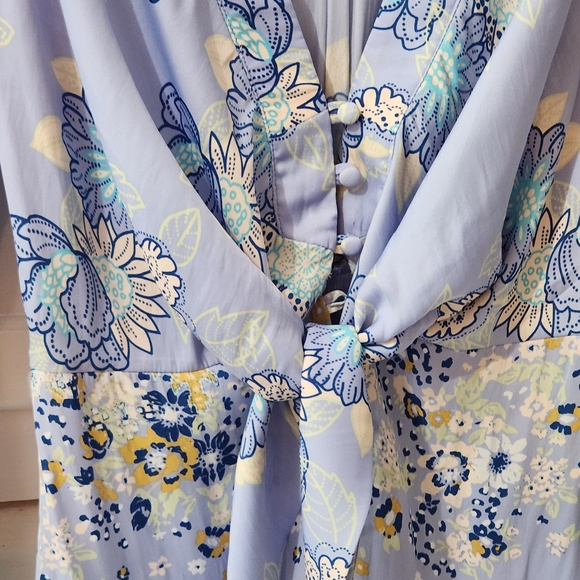 Free People Floral Tie-Front Blouse - Lavender and Yellow - Picture 4 of 6